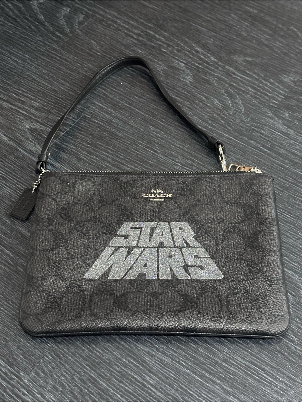 Coach Black Signature Star Wars Wristlet Limited Edition.